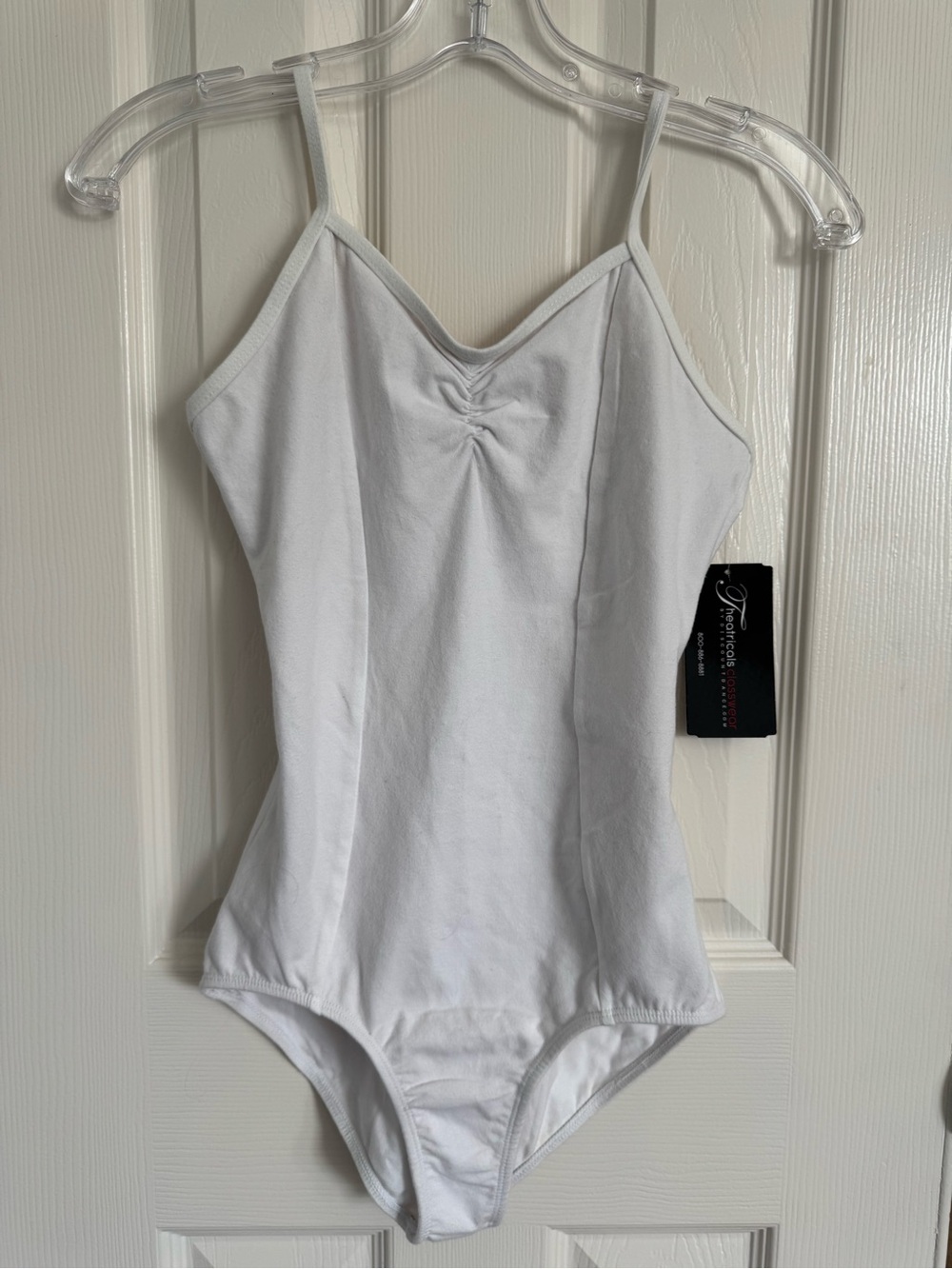 NWT White Dance One-Piece Leotard with Ruched Front